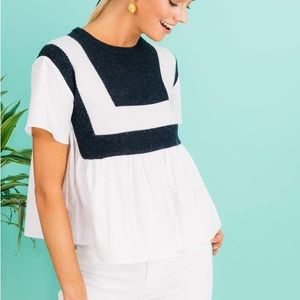 English Factory top. Sweater/knit top with poplin bottom. Size M.